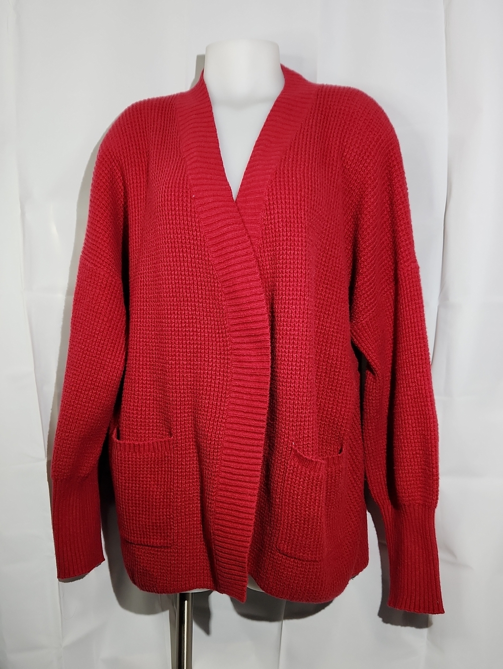Old Navy SoSoft Red Waffle-Knit Oversized Cocoon Sweater - Large